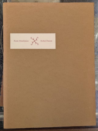 Item #101252 Poetic Disturbances. Robert Duncan