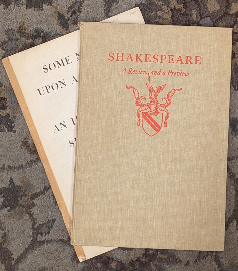 Item #101425 Shakespeare, A Review and a Preview / Some Note Upon a Project for an Illustrated Shakespeare, 2 vol. Bruce Rogers, Herbert Farjeon, George Macy.