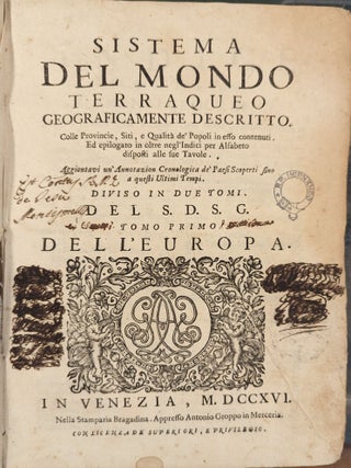 Item #101778 Sistema del Mondo Terraqueo Geograficamente Descritto