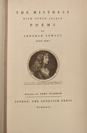 The Mistress, with Other Selected Poems Abraham Cowley 1618-1667