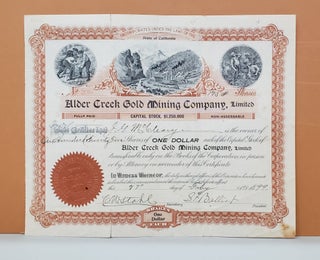Item #102c Alder Creek Gold Mining Company Share Certificate No. 236. Alder Creek Gold Mining...