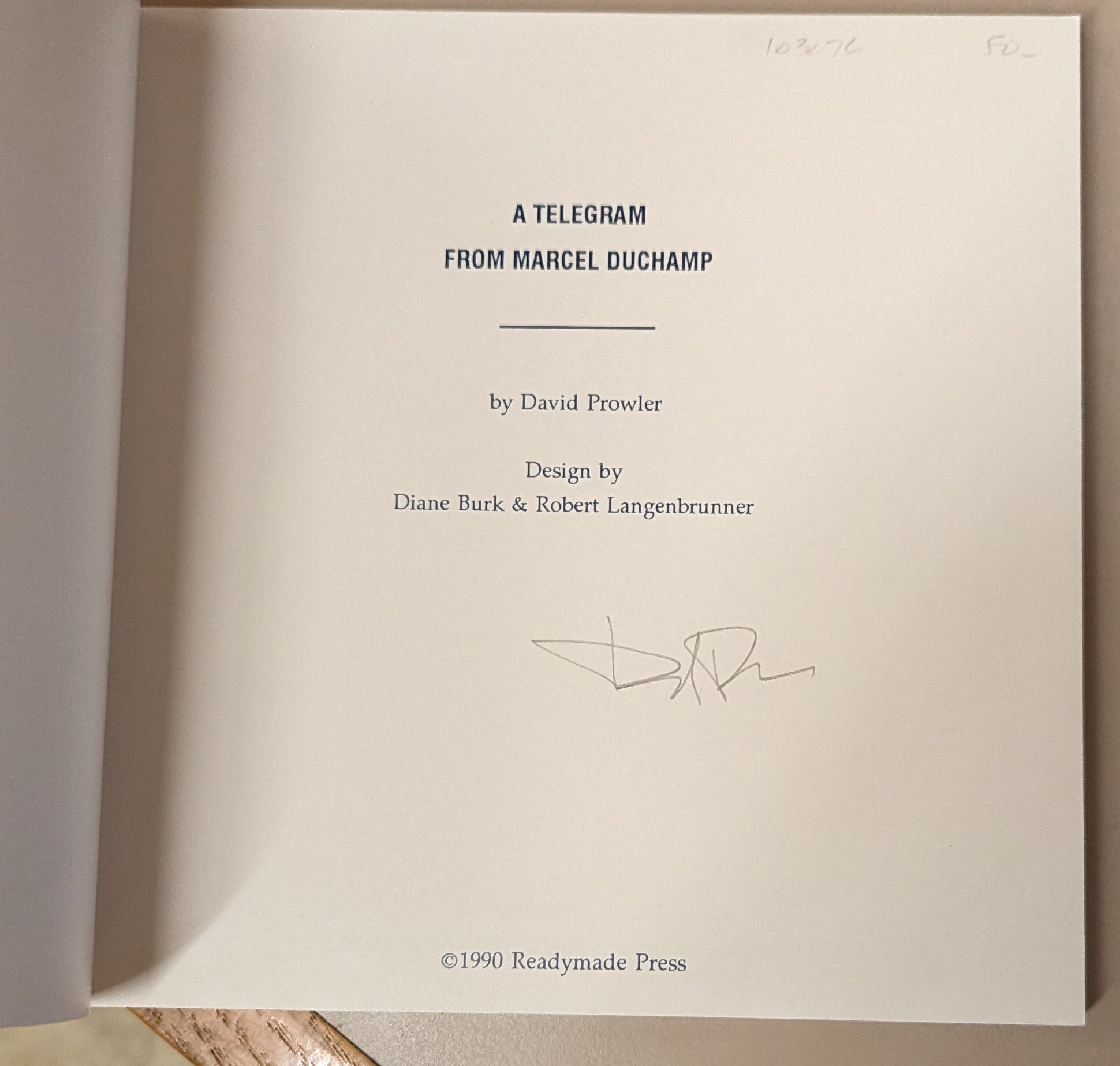 A Telegram from Marcel Duchamp | David Prowler