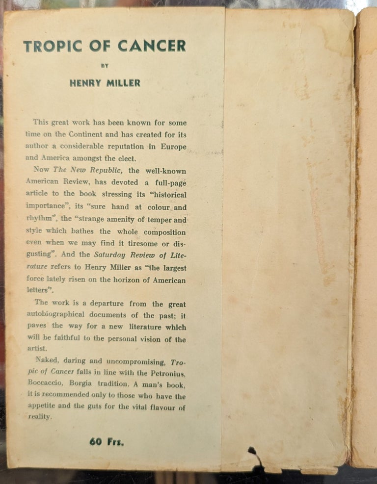 Tropic Of Cancer By Henry Miller – Trade Paperback, 1994 Edition, Grove Press, Good Condition