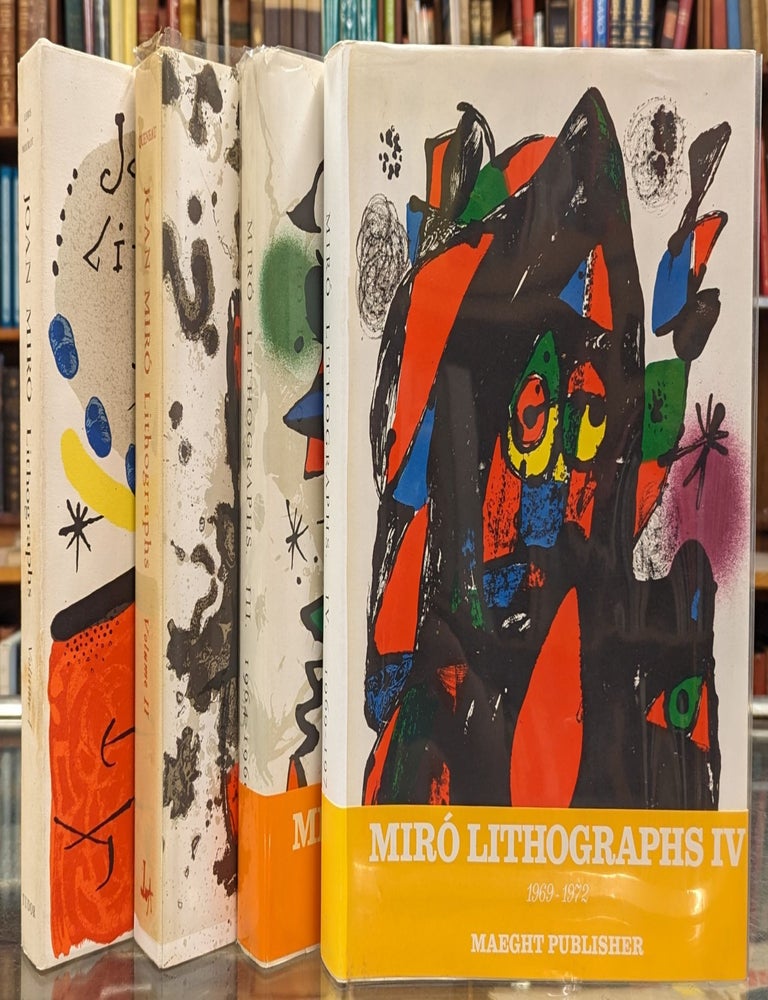 Item #104646 Joan Miro Lithographs, 4 vol. incl. 4 original lithographs. Joan Miro, Michel Leiris, Fernand Mourlot, Raymond Quenau, Joan Teixidor.
