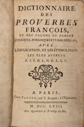 Dictionnaire des Proverbes Francois