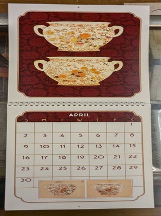 Hand Painted Meiji Era Album of Japanese Art Objects, 1892, w/a calendar reproduction of the paintings