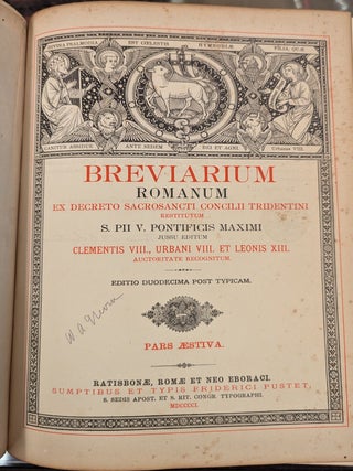 Brevarium Romanum ex Decreto Sacrosancti Concilii Tridentini Restitutum S. Pii V, Urbani VIII, et Leoni XIII auctoritate Recognitum