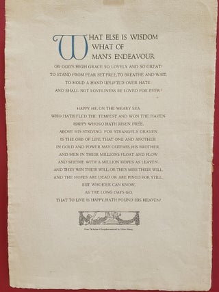 Item #110729 What Else is Wisdom Broadside. Gilbert Murray Euripides, transl