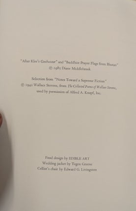 Booklet celebrating the wedding of Diane Middlebrook and Carl Djerassi