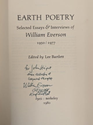 Earth Poetry: Selected Essays & Interviews of William Everson