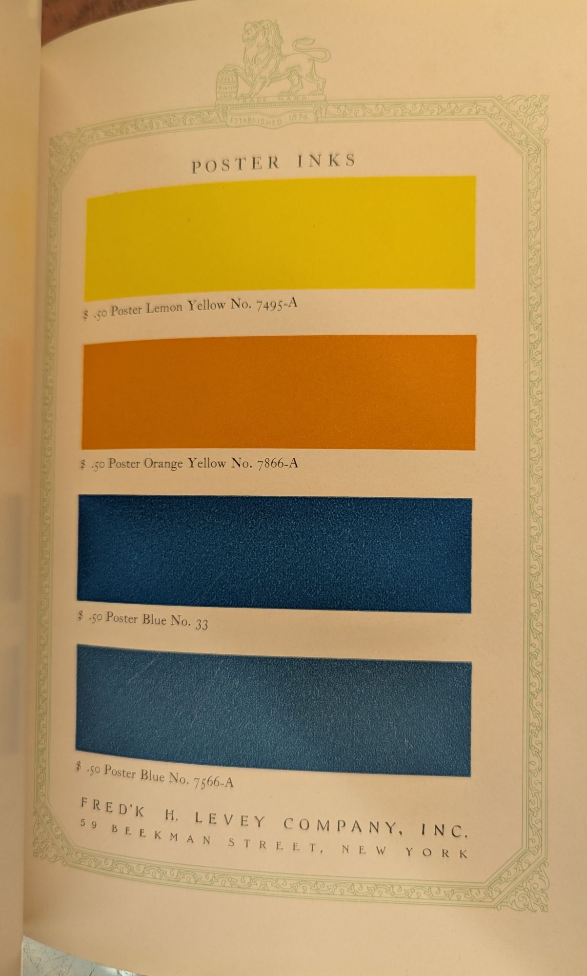 Printing Ink Specimens | Frederick H. Levey