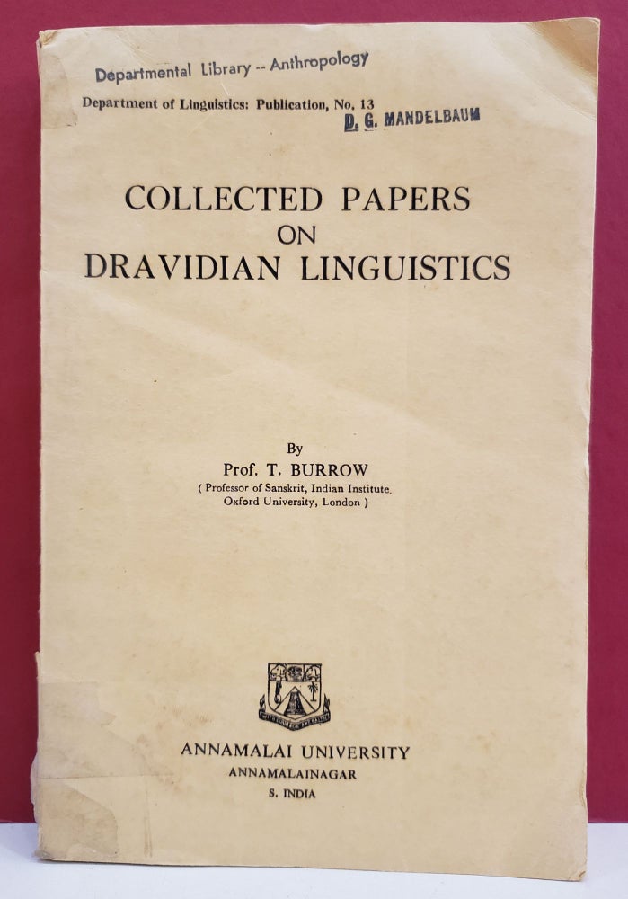 Item #1139248 Collected Papers on Dravidian Linguistics. T. Burrow.