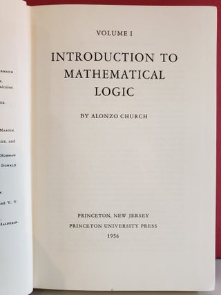 Item #1152866 Introduction to Mathematical Logic, Vol. 1. Alonzo Church