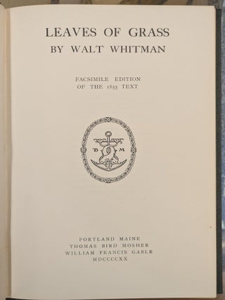 Leave of Grass, Facsimile Edition of the 1855 Text