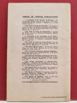 The Shrine of Wisdom, Vol. VII, No. 25: Autumn, 1925