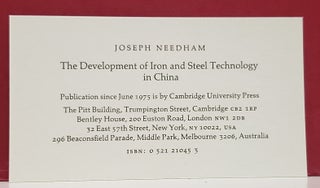 The Development of Iron and Steel Technology in China