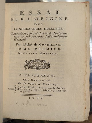 Essai sur l'Origine des Connoissances Humaines, Nouvelle Edition, 2 vol.