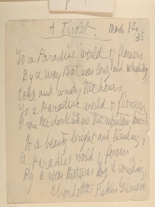 The Living of Charlotte Perkins Gilman, An Autobiography w/handwritten poem