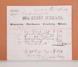 Item #136c Henry Junkans Receipt. Henry Junkans