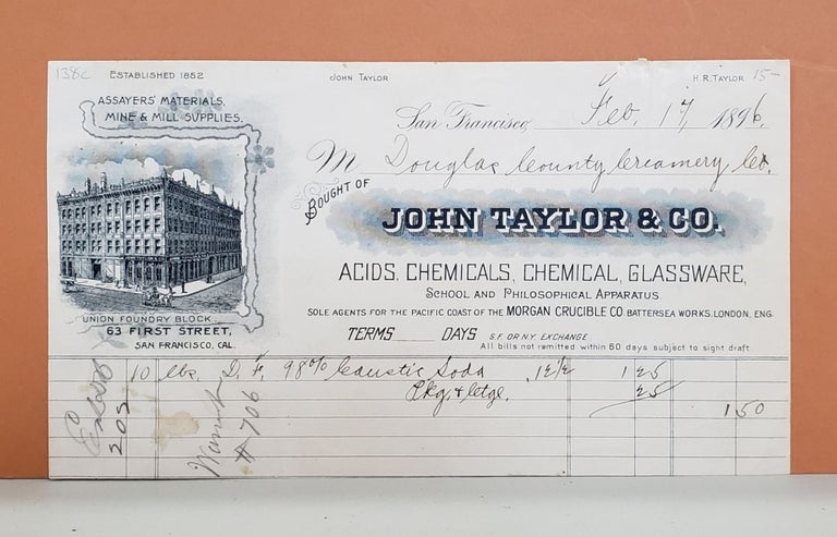 Item #138c John Taylor & Co. Receipt. John Taylor, Co.