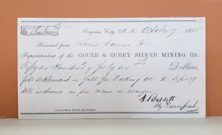 Item #144c Gould & Curry Silver Mining Co. Receipt. Gould, Curry Silver Mining Co