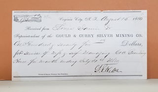 Item #145c Gould & Curry Silver Mining Co. Receipt. Gould, Curry Silver Mining Co
