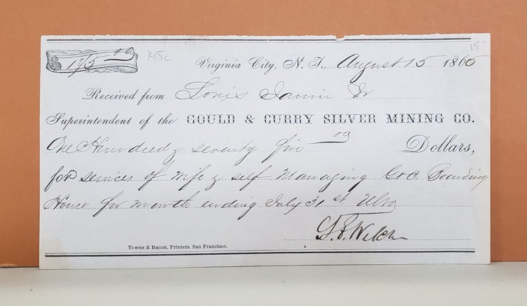 Item #145c Gould & Curry Silver Mining Co. Receipt. Gould, Curry Silver Mining Co.