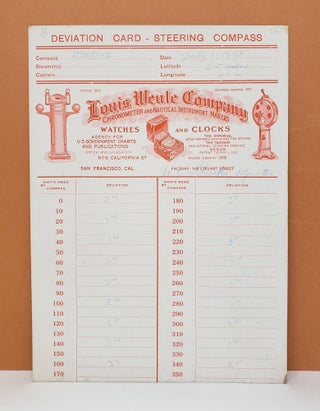 Item #159c Deviation Card - Steering Compass. Louis Weule Company