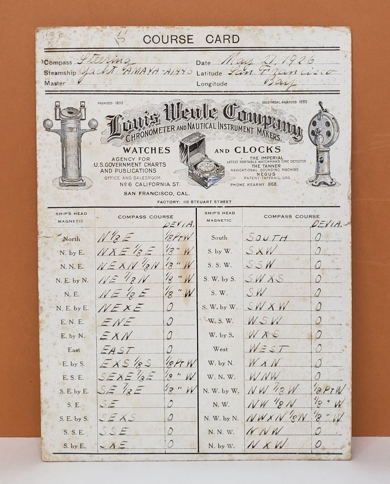 Item #162c Course Card. Louis Weule Company.