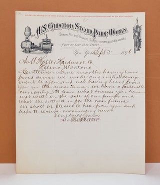 Item #171c A. S. Cameron Steam Pump Works Letter. G. W. Fuller