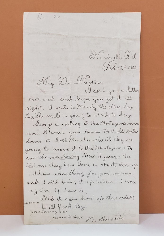 Item #181c Letter to Mother. James Wilson.
