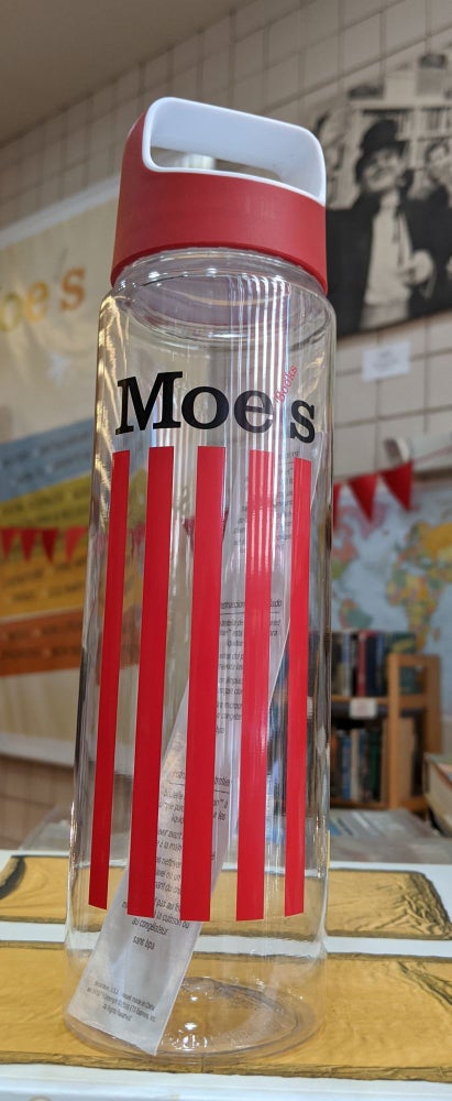 Item #200117 Moe's Plastic Water Bottle. Moe's Books.
