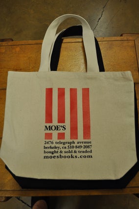 Item #200214 Moe's White Canvas Bag (Stripes). Moe's Books