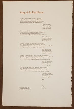 Item #2004b Song of the Pied Parrot (Broadside). Jess