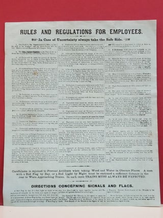 Item #2052173 Virginia and Truckee Railroad / Rules and Regulations for Employees. Mr. H. Hunter