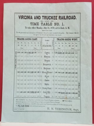 Virginia and Truckee Railroad / Rules and Regulations for Employees.