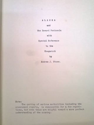 Alaska and the Seward Penninsula with Special Reference to the Kougarock