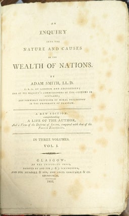 An Inquiry into the Nature and Causes of the Wealth of Nations, 3 vol.