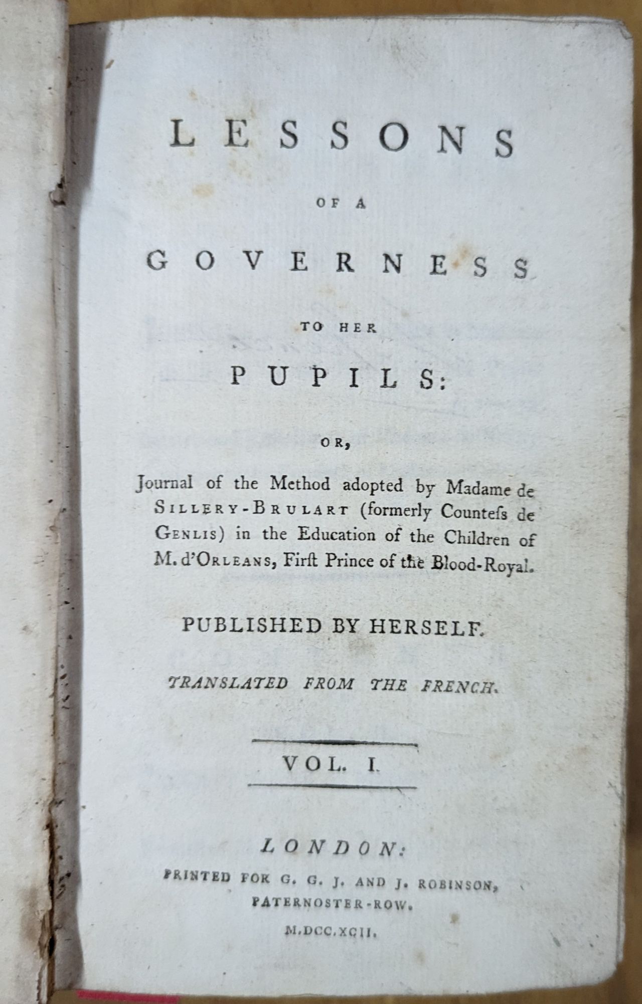 Lessons of a Governess to Her Pupils, 2 vol | Madame Sillery-Brulart