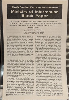 Item #89320 Black Panther Party for Self-Defense Ministry of Information Black Paper: Revolution...