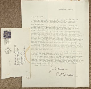 Item #89771 Typed letter, signed by Cid Corman. Cid Corman