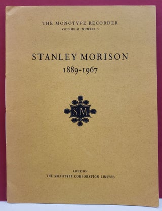 Item #94296 Stanley Morison, 1889 - 1967. James Moran