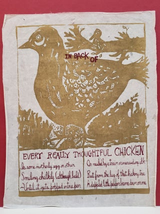 Item #94585 Behind Every Really Thoughtful Chicken. Frank Bacher Kenneth Patchen