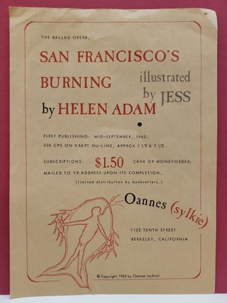 Item #95029 Prospectus for "San Francisco's Burning" Pat Adam Helen Adam, Jess, illstr