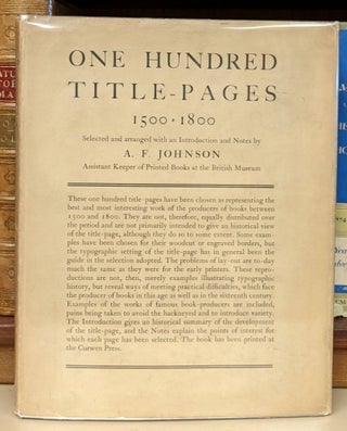 Item #95624 One Hundred Title-Pages. A. F. Johnson