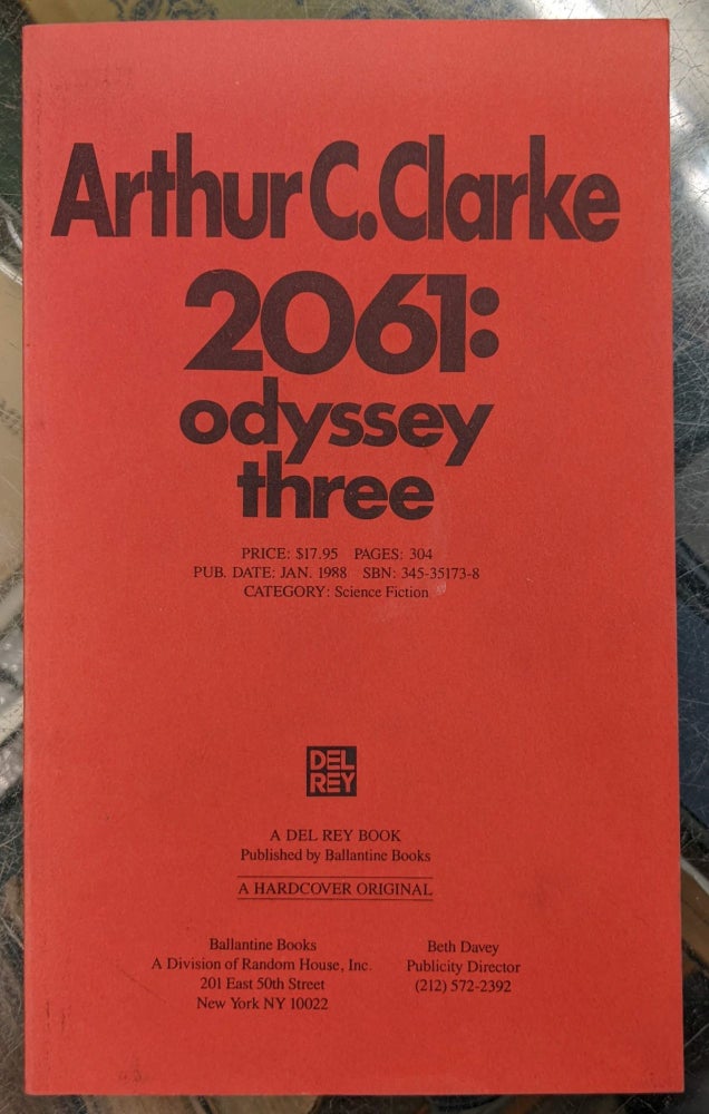Item #97445 2061: odyssey three. Arthur C. Clarke.