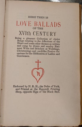 Love Ballads of the XVIth Century