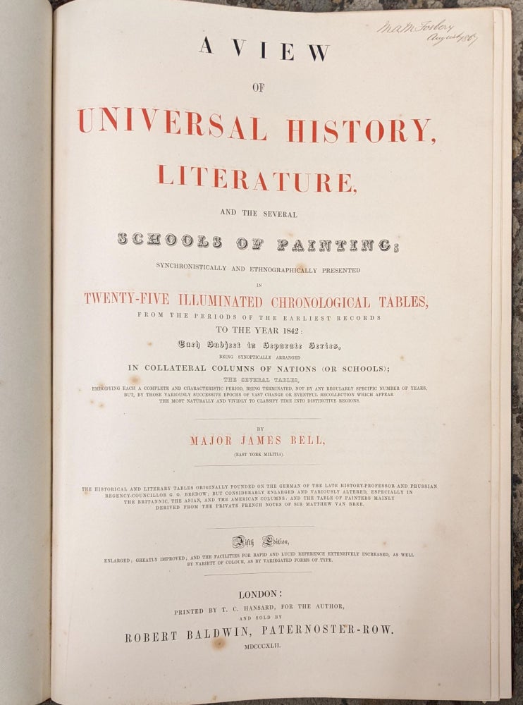 Item #98417 A View of Universal History, Literature, and the Several Schools of Painting; Sychronistically and Ethnographically Presented in Twenty-Five Illuminated Chronological Tables, 5th ed. James Bell.