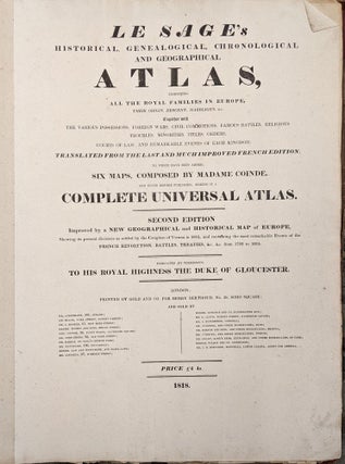 Le Sage's Historical, Genealogical, Chronological and Geographical Atlas