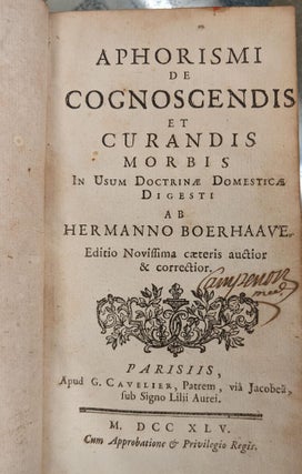 Aphorismi de Cognoscendis et Curandis Morbis In Usum Doctrinae Domesticae